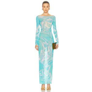 Emilio Pucci Iris Flower Print Chiffon Long Dress